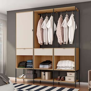 guarda-roupa closet modulado maverick 1 pt 3 gv carvalho e off white 168 cm