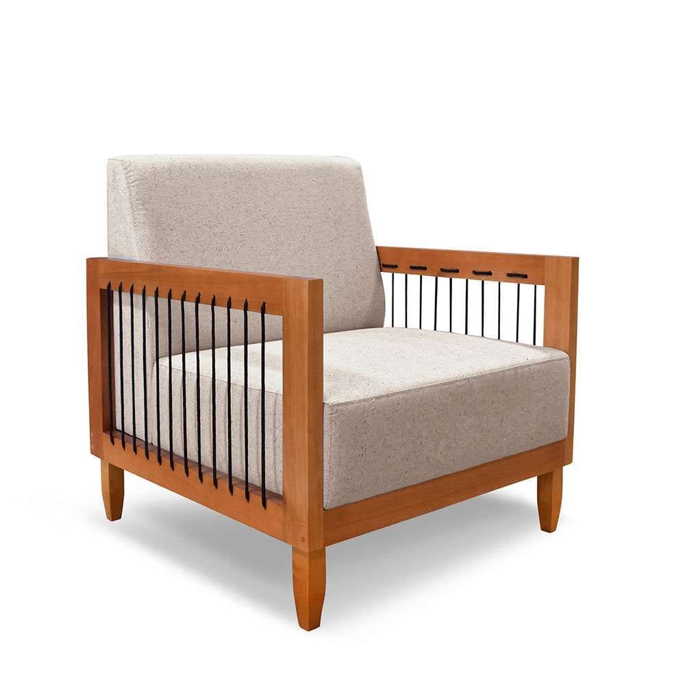 poltrona elisabeth linho areia e madeira