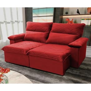 Sofá Retrátil Reclinável Paris 1,50m Suede Velut Vermelho Molas no Assento - King House