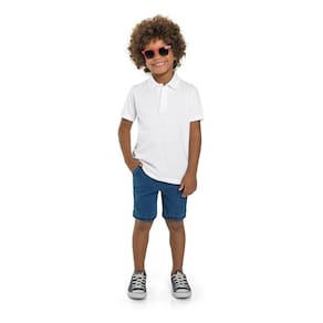 Camisa Polo Básica Infantil Menino Em Malha Brandili Branco
