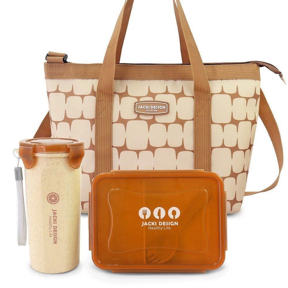 Conjunto De Bolsa Térmica Com Marmite E Garrafa Elementos Bege