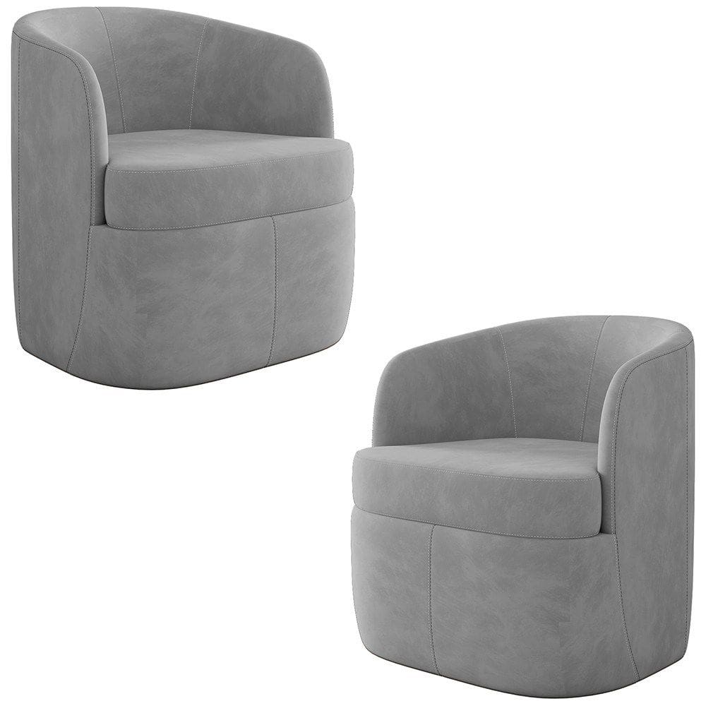 Kit 2 Poltronas Giratória Decorativa para Sala Dandara K04 Veludo Cinza - Mpozenato