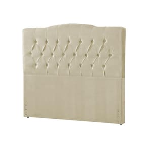 Cabeceira Cama Box Casal Queen King Estofada Capitonê Camburiu 195Cm Veludo Bege