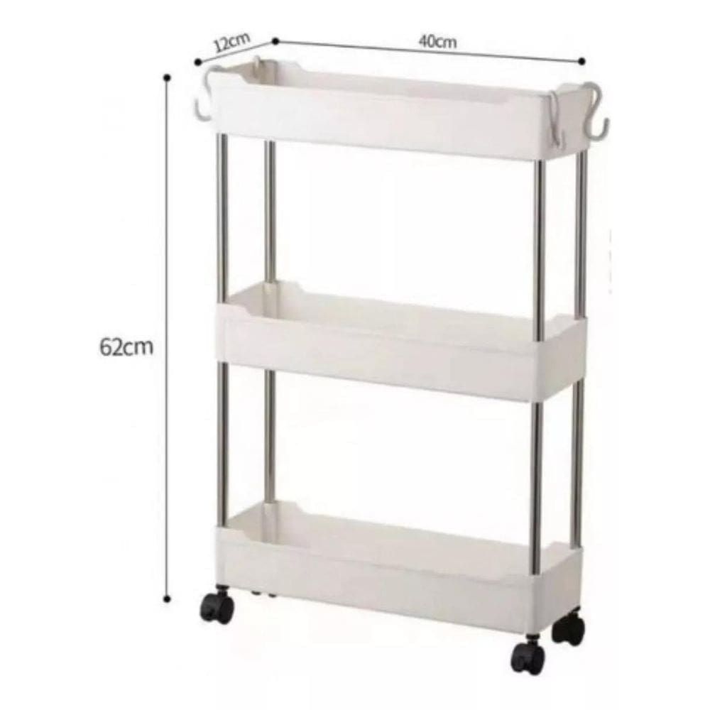 Prateleira Carrinho Organizador Multiuso 3 Andares Branco