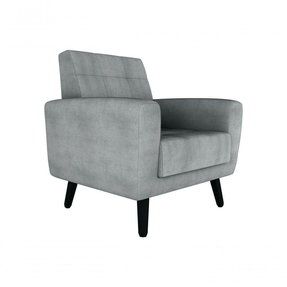 Poltrona Cadeira Sala Decorativa Recepção Livia Matrix Cinza
