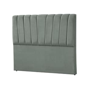 Cabeceira Cama Casal King Estofada Americana Premium 195Cm Veludo Cinza - Cor: Preto