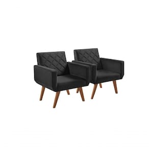 Kit 2 Poltronas 1 Lugar Braço Anabelle Unidecor Preto