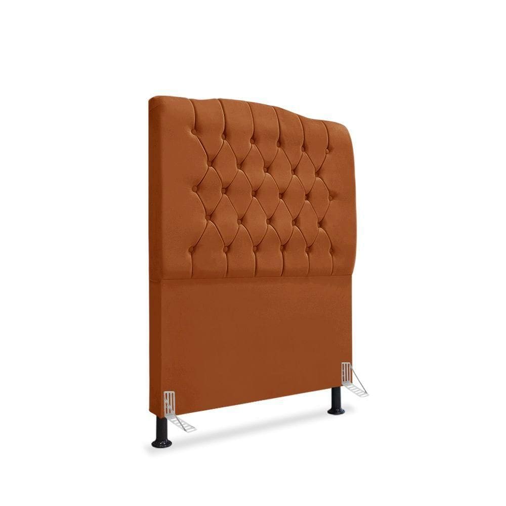 Cabeceira De Cama Box Solteiro 90 Cm Dunas - Veludo Terra Cota.