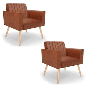 Kit 2 Poltronas Viena Gomada Corano Pés Palito Natural - D`rossi Cor Nozes