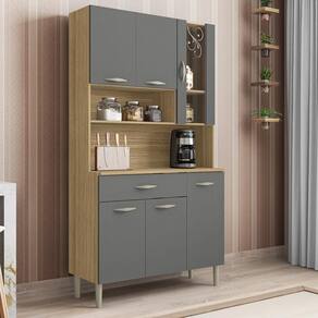 Armário De Cozinha Compacta 6 Portas 1 Gaveta Golden - Freijó-gris