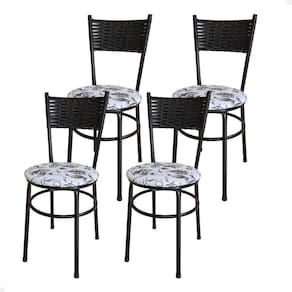 Conjunto 4 Cadeiras Para Cozinha Viena Cor:floral Branco