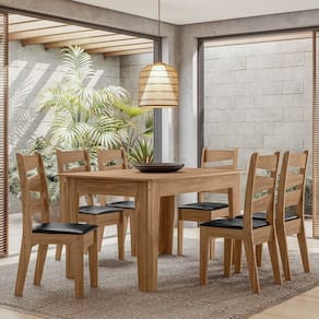 Conjunto Sala De Jantar Itália 1,35 Com 6 Cadeiras Cedro 11C