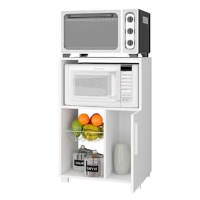 Balcão Fruteira Em Mdp Com 1 Porta E 1 Cesto De Metal Brv Móveis Branco