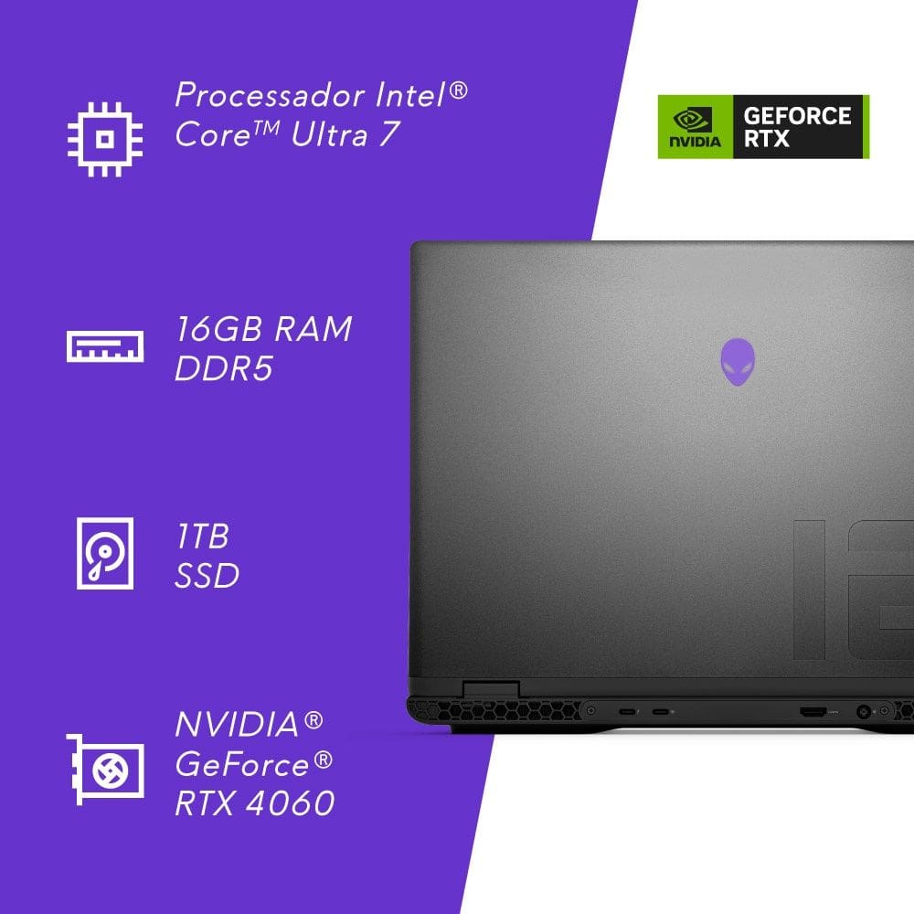 Notebook Dell Alienware m16 R2 AW16-U7155H-M10P | Casas Bahia