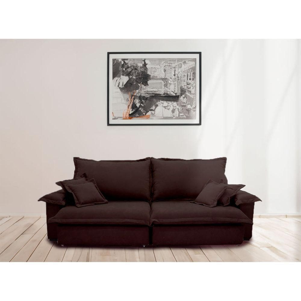 Sofá Paris 2.60m Retrátil E Reclinável Super Pillow -marrom