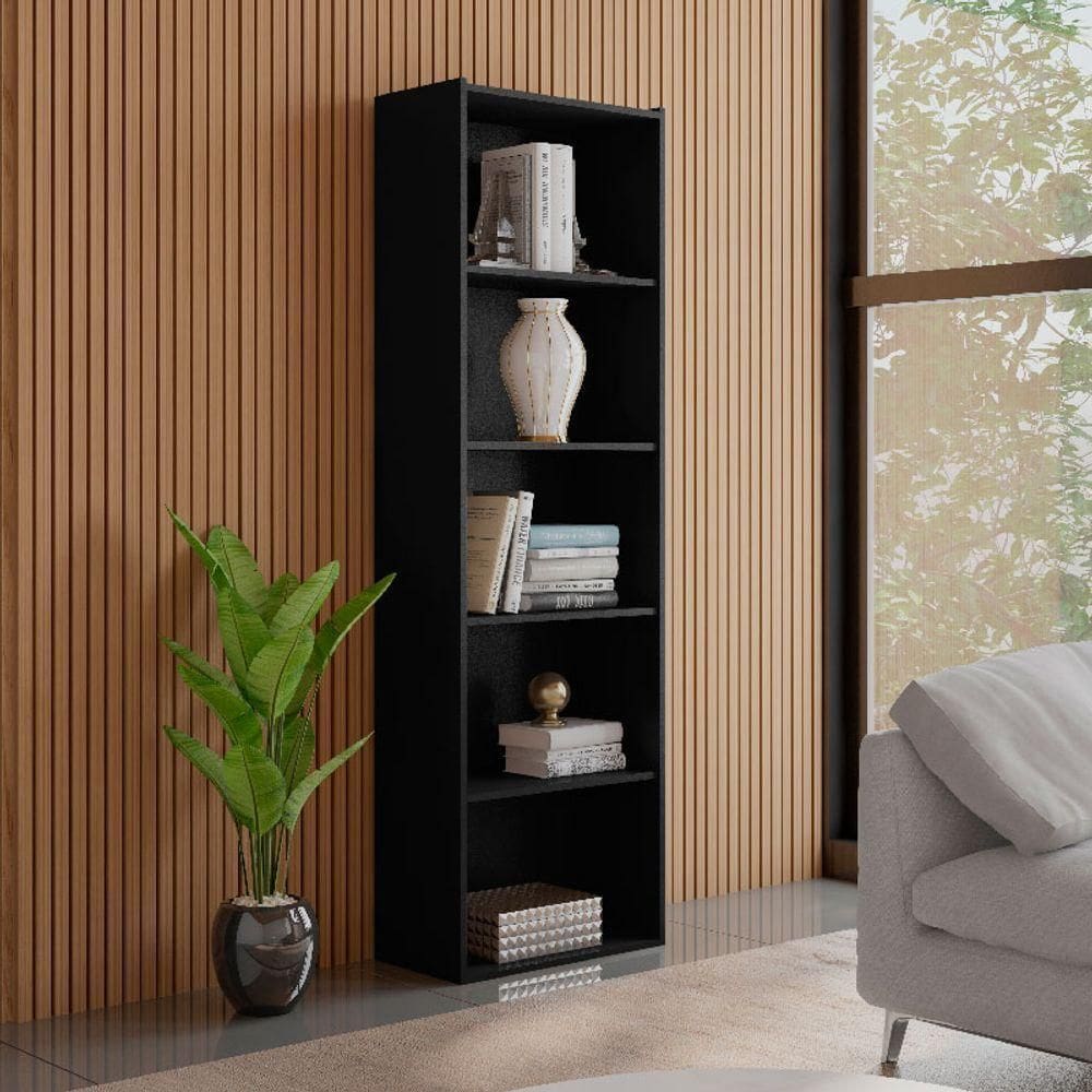 Estante Livreiro Multiuso Luiza 4 Prateleiras Luiza Preto - Ajl