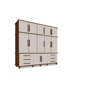 Guarda Roupa Londres Triplex Grande 5 Portas 6 Gavetas Com Maleiro Luapa Móveis Cor:malbec-off White