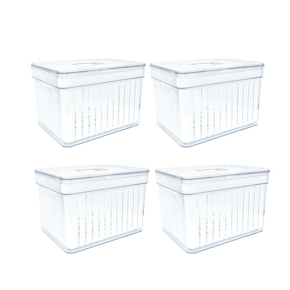 Kit 4 Cesto Organizador Cozinha P/ Geladeira Armário Transparente Conservador Alimentos Prático 3,8l