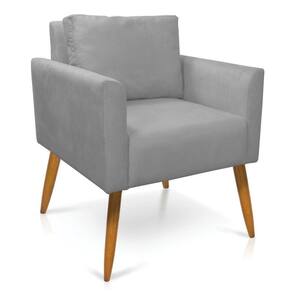 Poltrona Aline Suede Pés Palito Castanho - D`rossi Cor Cinza