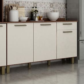 Balcão De Cozinha 3 Portas 1 Gaveta 120 Cm Zafira Valdemóveis Chocolate/off White