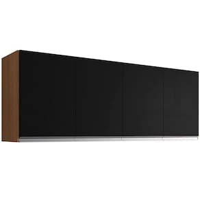 Armário Aéreo Cozinha Adriana 4 Portas 150 Cm Amêndoa-preto