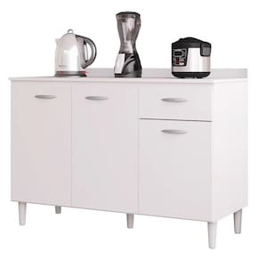 Balcão De Cozinha Sem Tampo 3 Portas 1 Gaveta 120cm - Poquema Cor Branco