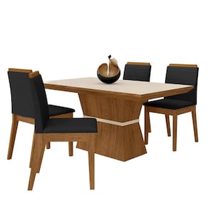 Mesa Com 4 Cadeiras 1,36 Nantes Freijó/off Premium/preto - M A