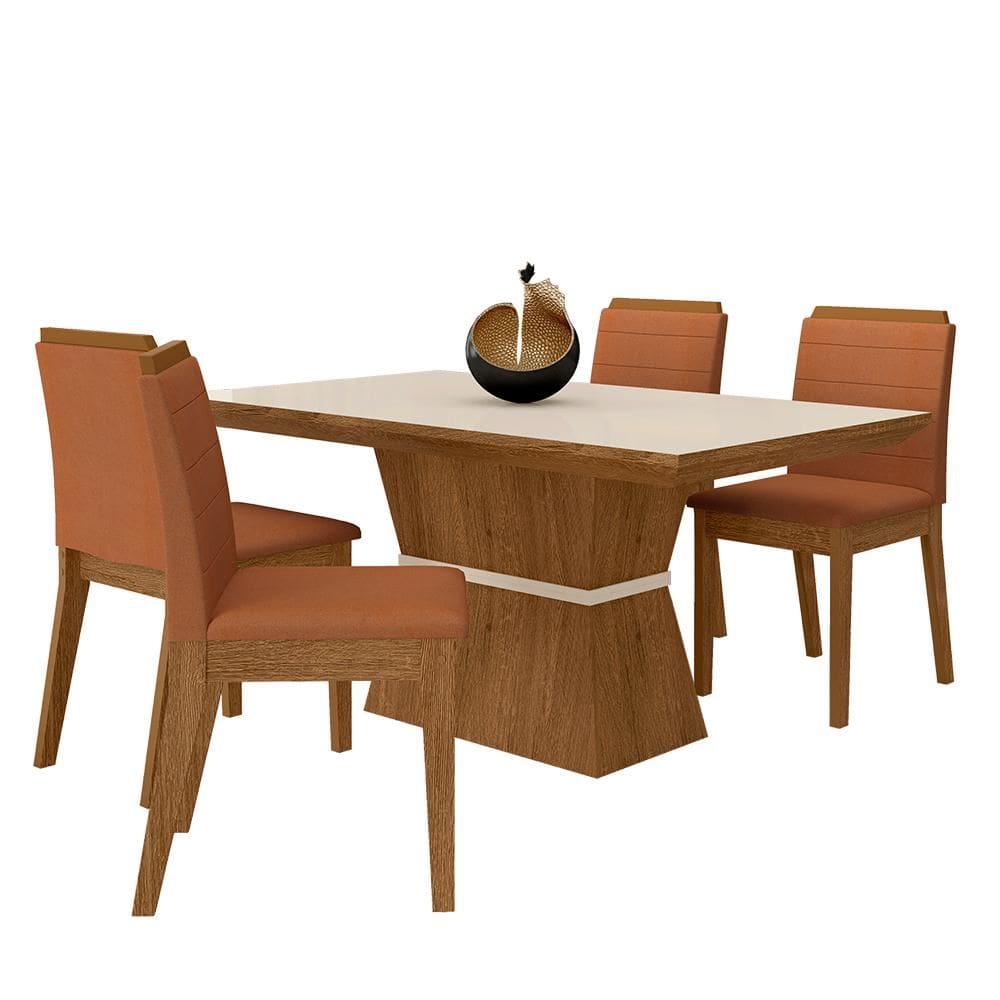 Mesa Com 4 Cadeiras 1,36 Nantes Freijó/off Premium/terracota - M A