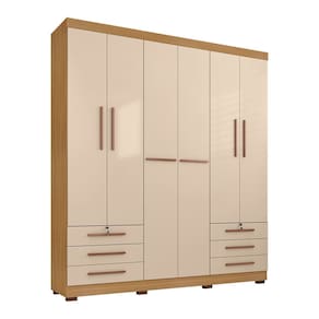 Guarda Roupa Casal Holanda 6 Portas e 6 Gavetas Carvalho/Off White - Pallazio
