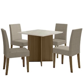 Kit Mesa de Jantar Helo Com Vidro 90x90 com 4 Cadeiras Josi
