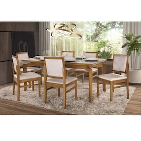 Conjunto De Sala De Jantar Bella 160 Vidro Acabamento Champagne