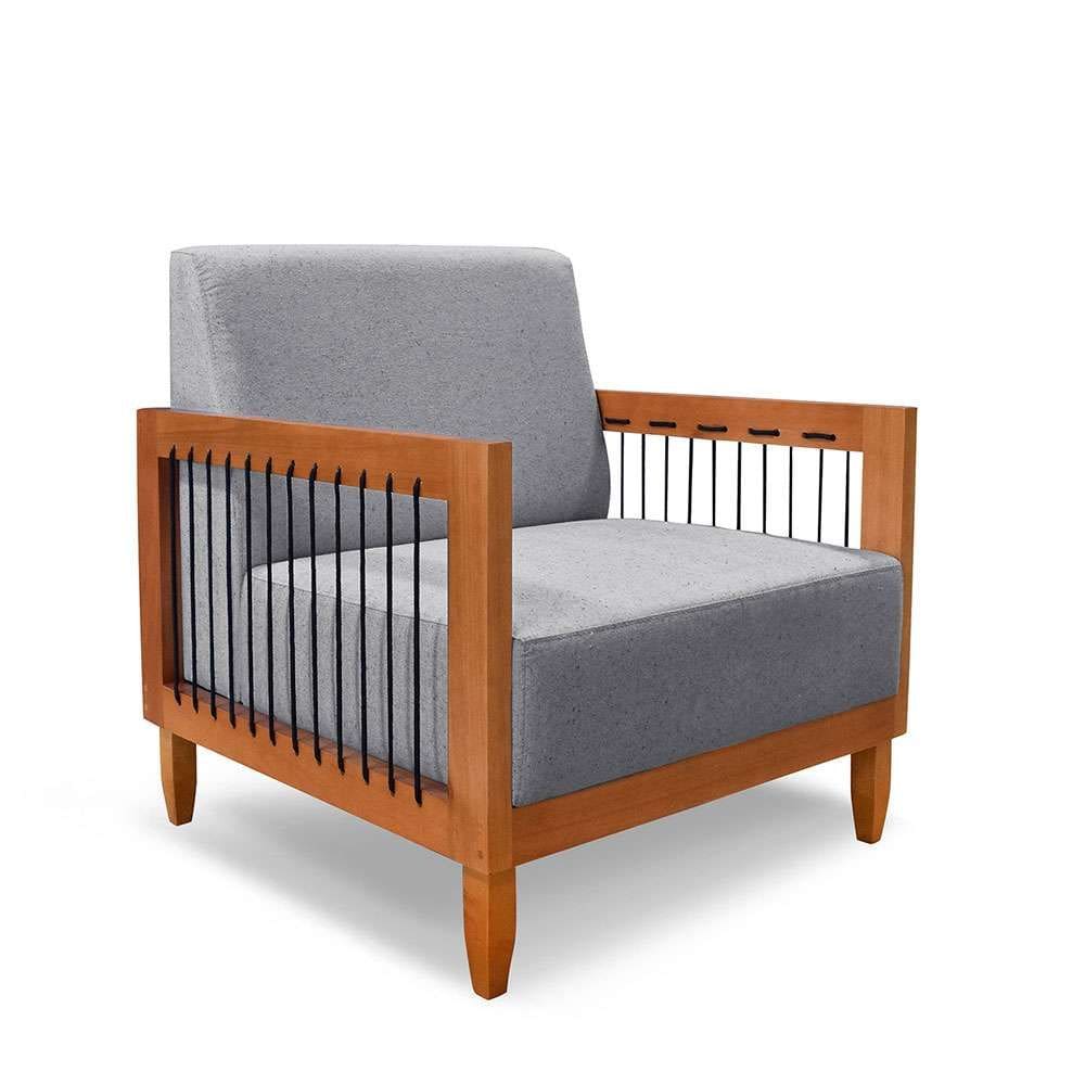 poltrona elisabeth linho cinza e madeira