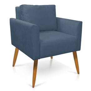 Poltrona Aline Suede Pés Palito Castanho - D`rossi Cor Azul Marinho