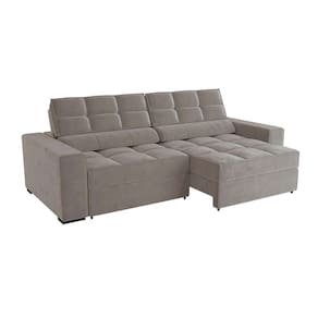 sofá 4 lugares retrátil e reclinável deluxe molas veludo cinza claro 268 cm