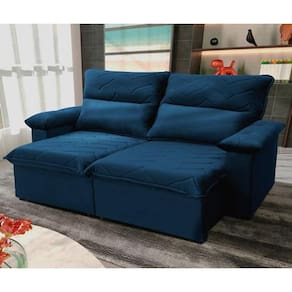 Sofá Retrátil Reclinável Paris 1,50m Suede Velut Azul Marinho Molas no Assento - King House