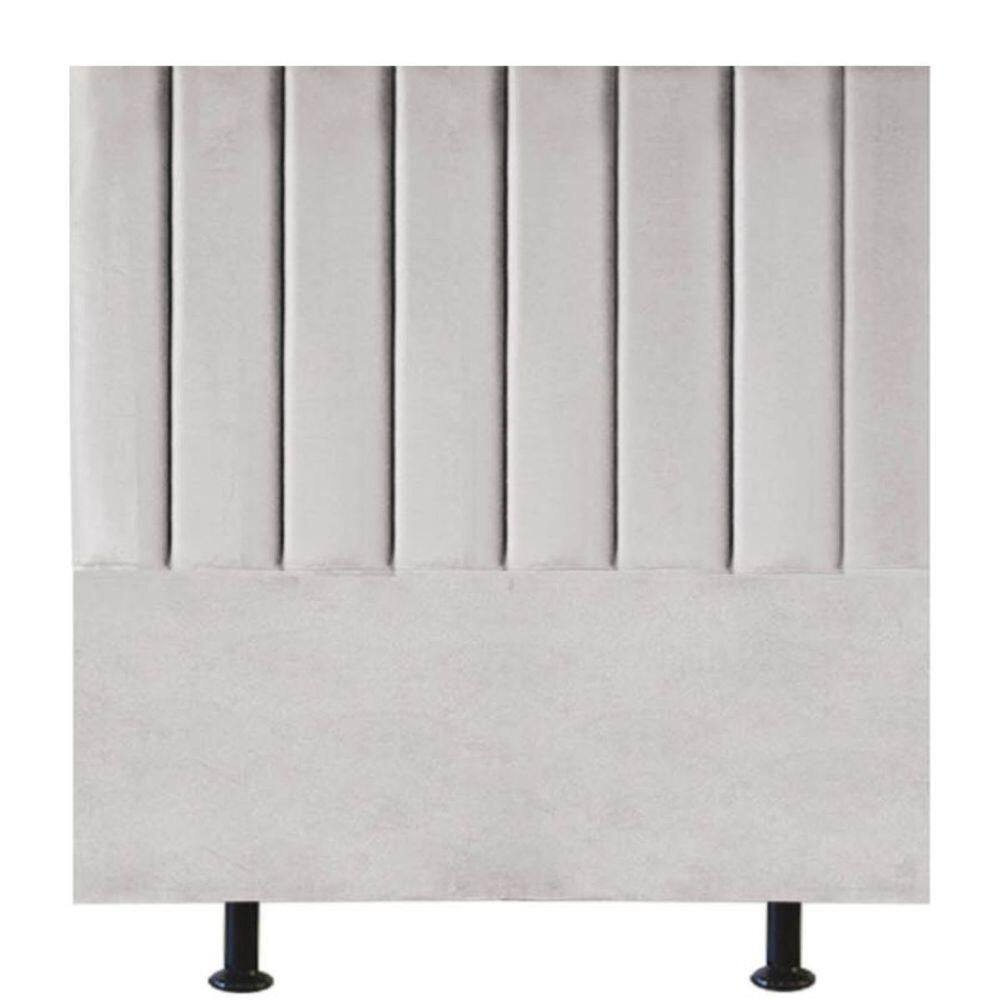 Cabeceira Estofada Cama Box Solteiro 90 Cm Mavie Veludo cinza Claro
