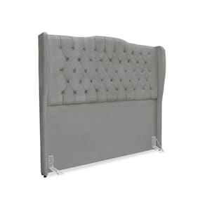 Cabeceira De Cama Box Casal 140 Cm Dubai Premium - Veludo Cinza Grafite