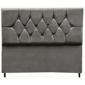 Cabeceira Cama Box Estofada Casal 140 Cm Geovana Suede Cor:cinza