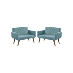 Kit 2 Poltronas 2 Lugares Braço Anabelle Unidecor Turquesa