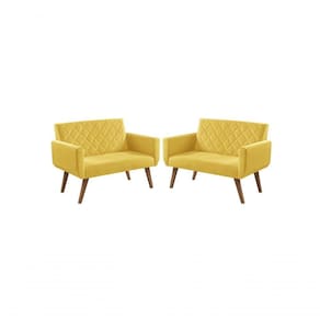 Kit 2 Poltronas 2 Lugares Braço Anabelle Unidecor Amarelo