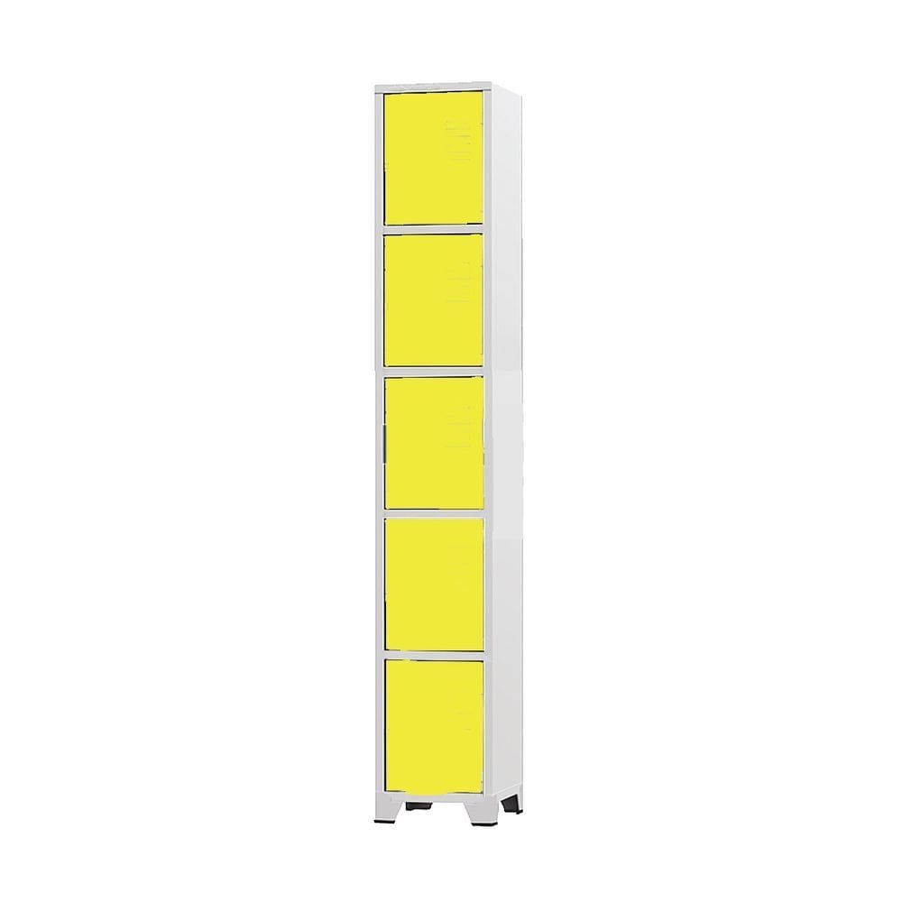 Armário Roupeiro De Aço 5 Portas Para Vestiário Academia Amarelo com Chave