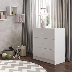 Cômoda Infantil Compacta Louise Com 3 Gavetas Branco - Ajl