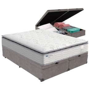 Cama Box Baú Queen E Colchão Molas Ensacadas Amsterdã Probel Cor:cinza
