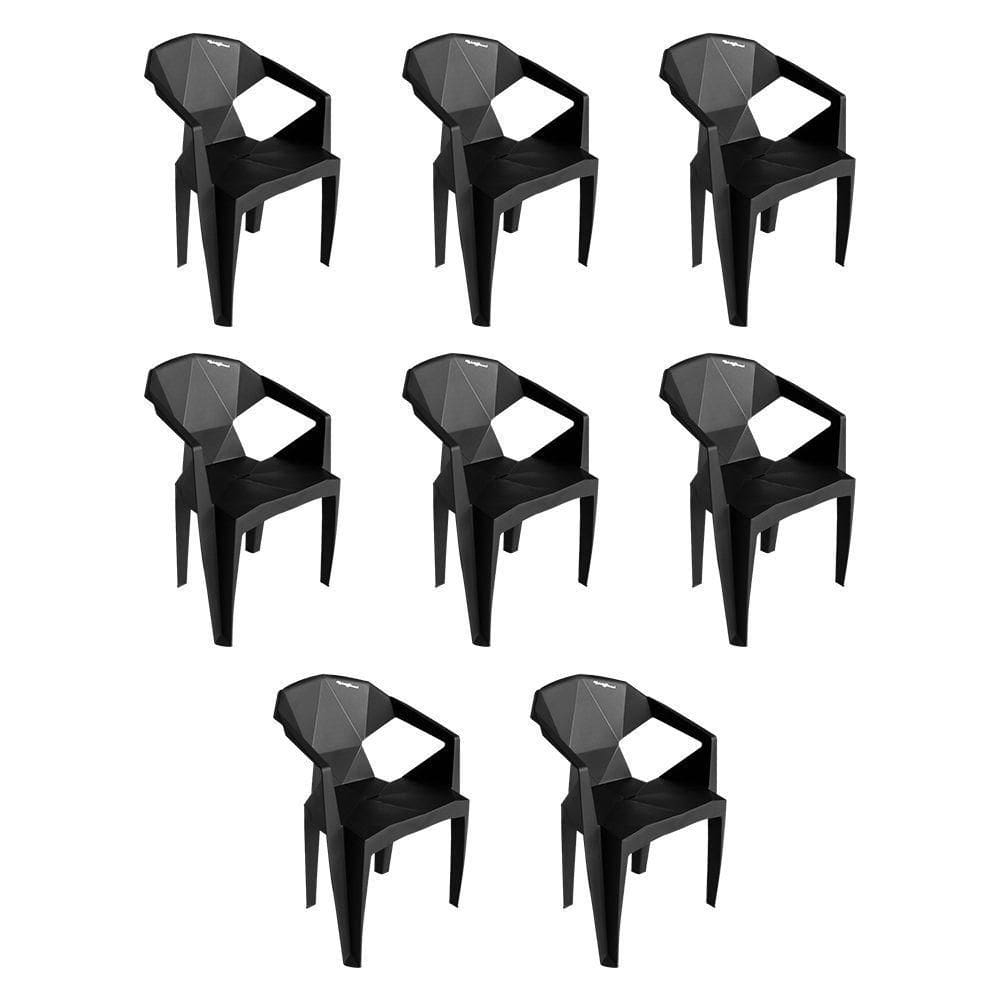 Kit 8 Cadeiras New Alegra 3d Preta Preto