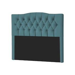 Cabeceira Casal Estofada Capitonê Lari 140Cm Veludo Azul - Cor: Preto