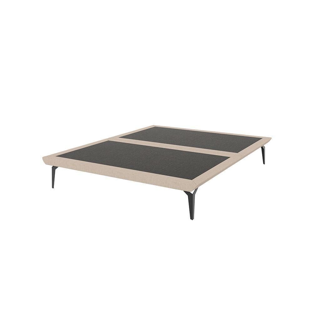 Base Box Cama Japonesa Toquio King Linho Bege - Cor: Bege
