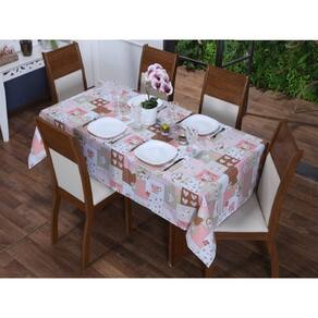 Toalha de Mesa 4 Lugares 1,40 x 1,40 Cozinha Copa Sala de Jantar Oxford Estampa Bule Rosa