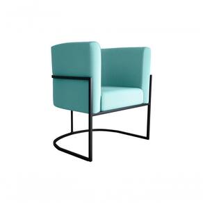 Poltrona Decorativa Cadeira Veludo Preto Matrix Cairo Sala Recepção Base