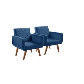 Kit 2 Poltronas 1 Lugar Braço Anabelle Unidecor Azul Bic