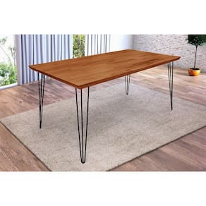 Mesa Jantar Industrial Lanna 1,60M Madeira Maciça Pés Clips - Imbuia - Marrom